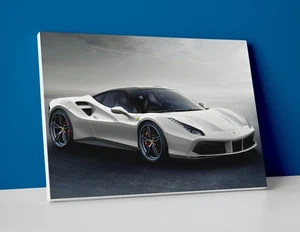 Póster o lienzo Ferrari 488 GTB - blanco Ferrari arte de pared impresión decoración - Imagen 1 de 4