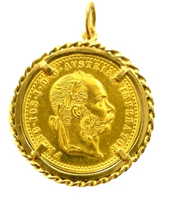 Österreich 1 Dukat 1915 Franz Josef PP Feingehalt 986/1000 mit Fassung 585 Gold - Picture 1 of 5