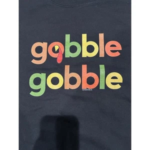 "GOBBLE GOBBLE" Black Cotton Blend Sweatshirt Size L - Picture 1 of 5