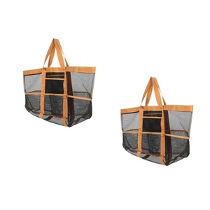 2pcs Mesh Tote Bag: Large Waterproof Beach Bag With Independent Makeup Storage - Picture 1 of 12
