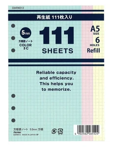 Raymay Fujii Planermine, 5 mm Raster, A5, 3 Farben, 111 Blatt, DAR4013 - Bild 1 von 5