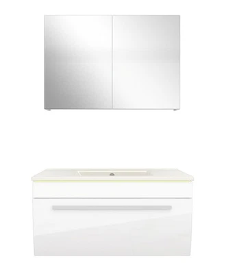 Badmöbel Set Gently 3 V1 Weiß MDF Waschtisch 80cm - Bild 1 von 4