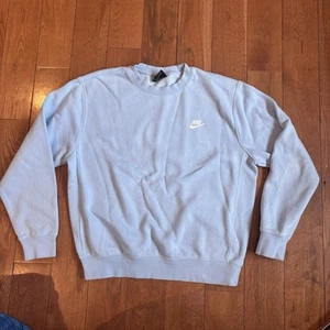 Sudadera Pullover Para Hombres Nike Club Polar Cuello Redondo Azul Claro BV2662-436 talla S - Imagen 1 de 9