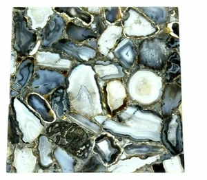 18" Handmade Square Black Agate Stone Coffee Table Top Kitchen Furniture Decors - Picture 1 of 7