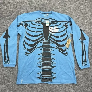 LRG Dead Serious Shirt Mens Large Blue Skeleton Lifted Research Group Kanye West - Picture 1 of 14
