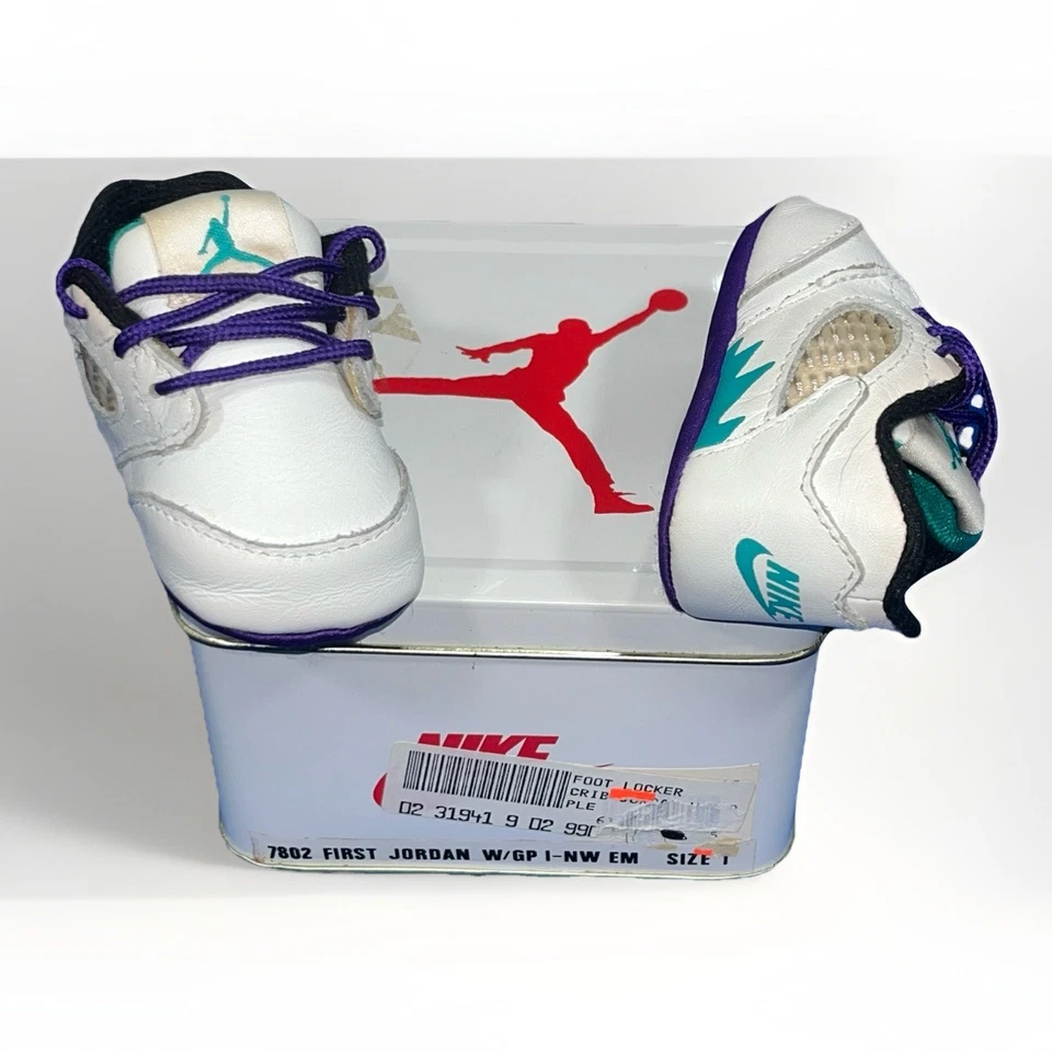 Baby First Jordan 1989 5 Uva Infantil Talla 1 c Nike con Lata Jordan Original Foto 1 de 4