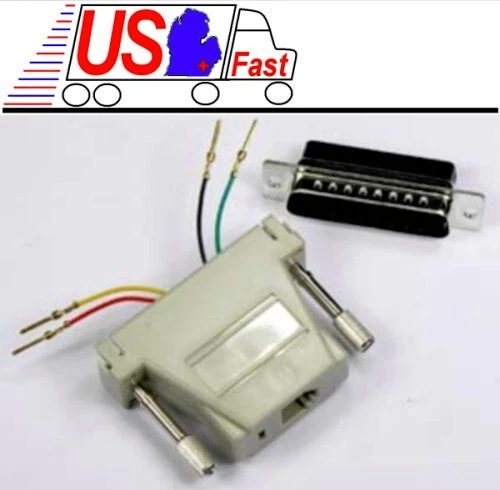 DB25-pin Male~RJ-11 4wire 6P4C Jack Modular Port Adapter Aux/Data/Telephone - Image 1 of 1