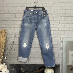 $128 Mens Size 34x32 Levis Premium 50s Straight Fit Selvedge Distressed Jeans - Picture 1 of 15