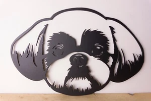 Arte de pared/escultura de jardín facial de metal Shih Tzu - Imagen 1 de 3
