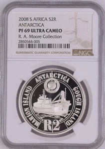 2008 south africa SILVER 2 rand PF69  NGC ANTARTICA  GOUGH ISLAND maritime SHIP - Picture 1 of 3