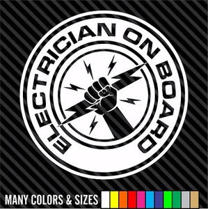ELECTRICIAN ON BOARD Decal Sticker Worker, Helmet, Hard, Hat, Car, Bumper, Vinyl - Bild 1 von 15