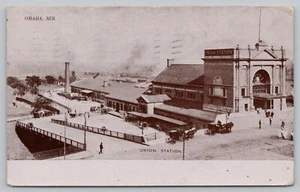 Omaha NE Nebraska - Union Station - Railroad - Trains - Postcard - circa 1908 - Picture 1 of 2