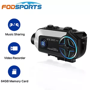 FX30C Pro Motorcycle Helmet Intercom Bluetooth Headset 1080P Camera + 64GB Card - Picture 1 of 24