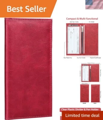 Elegante cubierta de chequera de cuero con protección RFID y diseño delgado - 7"" x 3,5"" Foto 1 de 4