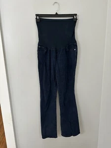 Indigo Blue Maternity Jeans MEDIUM Boot Cut Belly Band Stretch Dark Wash - Picture 1 of 5