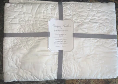 Pottery Barn Monique Lhuillier Quilt~Garden Rose Crib Toddler Nursery Ivory NEW - Image 1 of 2
