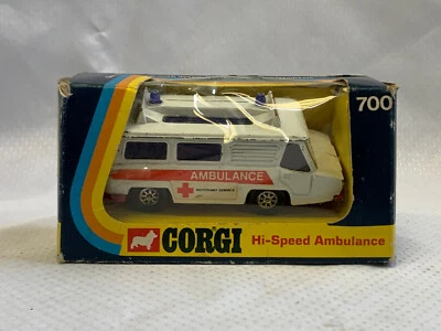 Vtg 1973 Corgi Models Hi-Speed Ambulance 700 Diecast 1:43 Vehicle Whizzwheels - Image 1 of 4