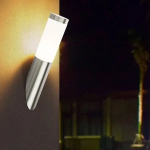 Außenleuchte Wandlampe Wandleuchte IP44 Edelstahl Hauswand silber opal LED 40cm - Bild 1 von 12