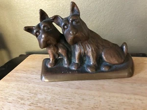 Vintage Scottish Terrier Dogs Door Stop Cast Iron - Picture 1 of 6