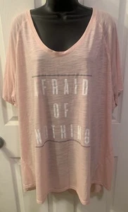Terra & Sky Womens Shirt Pink Plus 3X Tee Short Sleeve Top "afraid Of Nothing" - Picture 1 of 3