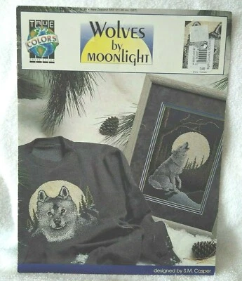 True Colors Wolves By Moonlight Counted Cross Stitch Pattern 1992 - Image 1 of 3