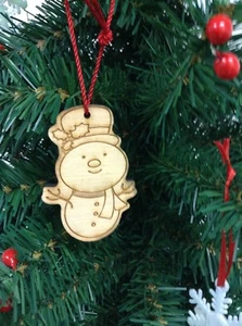 Christmas Natural Wood Christmas Tree Ornaments Snowman - Picture 1 of 1