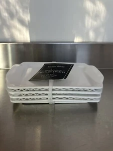 MAISON BLANC LARGE-PORCELAIN RECTANGLE Appetiser PLATES - WHITE - Set of 4 New - Picture 1 of 9