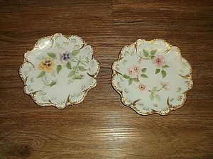 2 Elite Limoges France Plates Pansy & Dogwood 7 1/8" Gold Trim - Picture 1 of 6