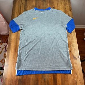 Nike Dri-FIT Shirt Men's Large Gray Blue Short Sleeve Crew Neck Colorblock 