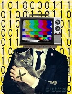 Cabeza de TV Pop Art IMPRESIÓN Obra de Arte Original por NUEVA YORK Graffiti Artista PUKE - Imagen 1 de 1