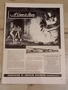 VTG 1941 Original Magazine Ad AMERICAN RAILROAD Train A Gun Is Born WW2 - Picture 1 of 1