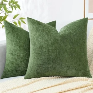 decorUhome Couch Throw Pillow Covers 16X16 Set of 2 Decorative Soft Chenille - Picture 1 of 5