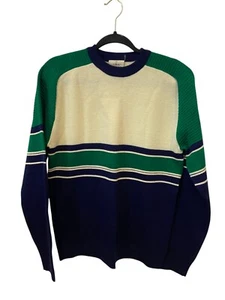 Samstags Strick Pullover Langarm Rundhals Streifen Herren Gr. Large Vintage - Bild 1 von 7