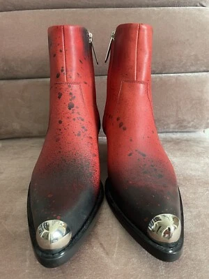 Calvin Klein x Raf Simons red splatter Painted cowboy boot 36.5 $1750 - Image 1 of 4
