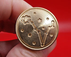 Modern Brass & Wood Pisces Constellation Sealing Wax Stamp Seal - Picture 1 of 4