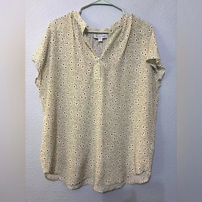 Amour Vert NWT Renata Washable Silk Blouse Mint Green White Floral L - Image 1 of 4