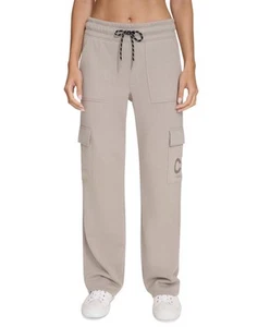 Calvin Klein Women's Active Embroidered-Logo Cargo Pants - Moon Rock Size S - Picture 1 of 5