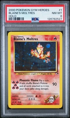 BLAINE'S MOLTRES Pokémon Gym Heroes Holo (Swirl) 1/132 - PSA 8 - Image 1 of 2