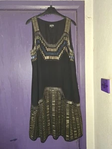 VESTIDO RECTO PER UNA SPECIALE NEGRO CON CUENTAS..TALLA 16..DAMAS - Imagen 1 de 3