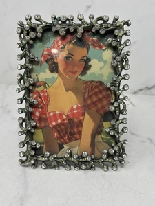 Vintage Z Gallerie grün und klar Strass Bilderrahmen 6x4" Foto - Bild 1 von 7