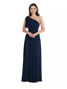 Neu After Six Damen drapiertes One-Shoulder-Maxikleid mit Schal Schleife Größe 8R blau - Bild 1 von 3