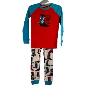 Lazy One If The Boot Fits Western Boys Kids 2 Piece Pajama Set NWT Size 10 - Picture 1 of 6