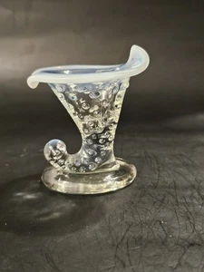 Vintage Fenton Hobnail Opalescent Cornucopia Horn of Plenty Vase - Picture 1 of 7