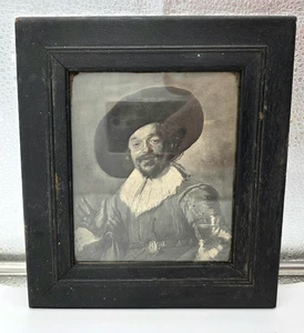 Antique Black Wood Frame Old Master Portrait Print 1890s Dutch Style VTG Art - Picture 1 of 10