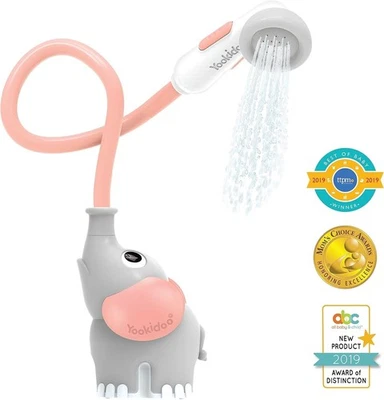 Cabezal de ducha de baño para bebé Yookidoo - Juguete de baño para elefante y enjuagador de caño para baúl - para Foto 1 de 4
