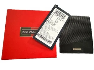 PETER ENGLAND Mens Black Solid Genuine Leather Wallet, Bi-Fold NWT - Picture 1 of 4