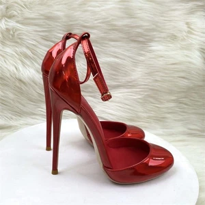 Sexy Sandalias Huecas Zapatos Mujer Puntera Redonda Tacones Delgados Tacones Altos Botón 12CM - Imagen 1 de 15