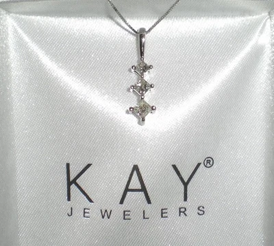 KAY Jeweler 14K White Gold PAST PRESENT FUTURE  1/3ct Diamond Necklace 💎 BEAUTY - Image 1 of 4