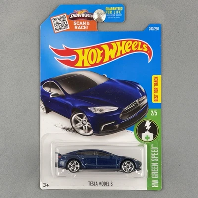 Hot Wheels Tesla Modelo S Azul HW Verde Velocidad 2/5 242/250 Foto 1 de 4