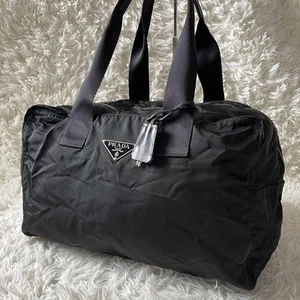 PRADA Handtasche Beuteltasche Handtasche Boston Bag Logo Nylon schwarz echt - Bild 1 von 24